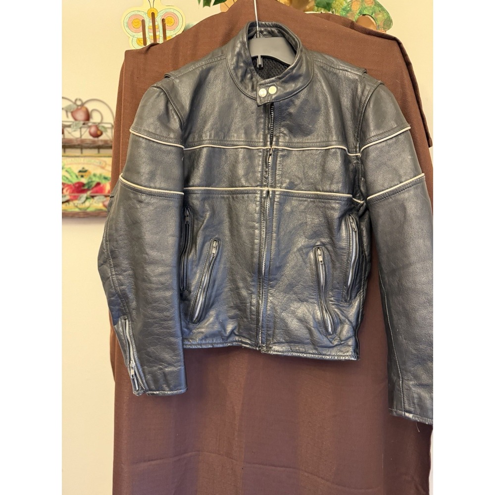 Hot Leathers Performance‎ Leather Motorcycle Jacket Black, Size 38